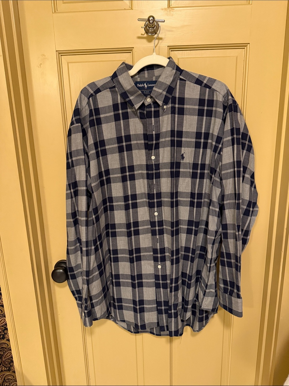 Ralph Lauren Navy and Grey Plaid Button-Down Shirt